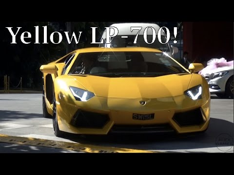 Pearl Yellow Lamborghini Aventador LP-700 w/Black Dione Rims Startup and LOUD Departure