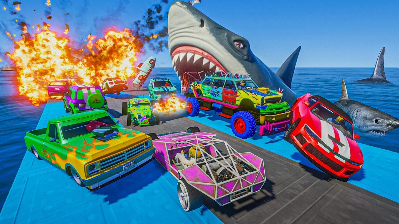 CARA A CARA CON COCHES ALEATORIOS Y EL ÚLTIMO EXPLOTA! UN TIBURÓN!! - GTA 5 ONLINE