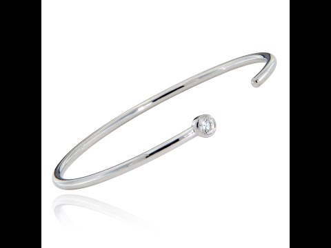 Bratara Minimal Cuff  Aur Alb 14k Diamant Natural - Rafinament Atemporal
