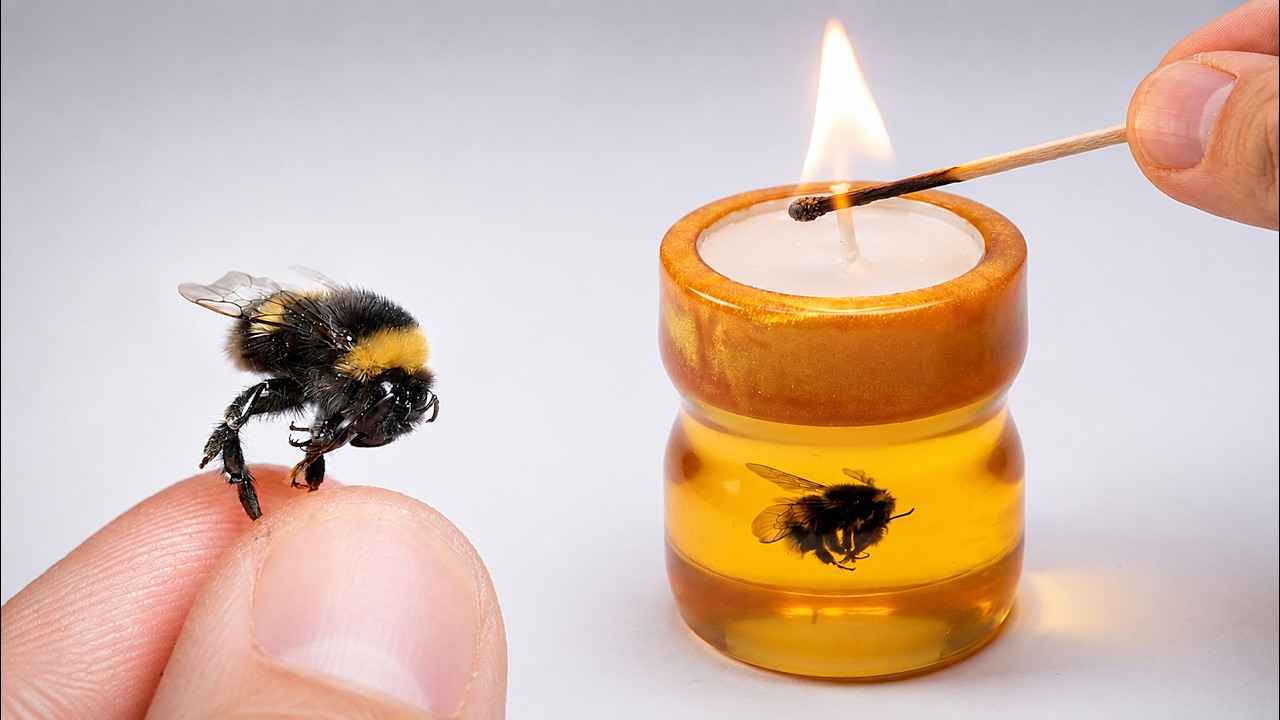 I Preserved a Bumblebee in Epoxy Resin | Handmade Yellow Resin Candle Art