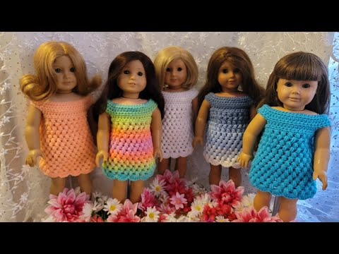 Crochet Puff Stich Dress - 18" Doll