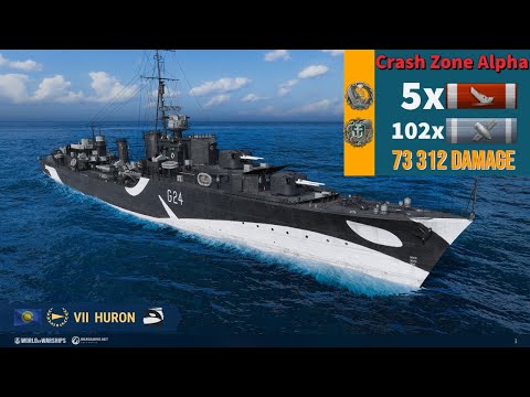 World of Warships - Huron - 5kills - 73k dmg - Crash Zone Alpha