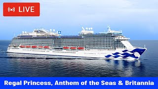 SHIPS TV - Regal Princess & Britannia Cruise Ships Departing Southampton Live Stream Ship Spotting
