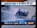 WATCH: Woman falls off bike, dies after being run over by bus in Thane, Maharashtra