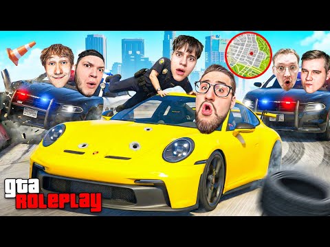 5 КОПОВ vs 1 ВОР! СБЕЖАТЬ ИЗ ГОРОДА ЗА 1 ЧАС! ЗАТРОЛИЛ ВСЕХ 3 РАЗА В ОДНОМ МЕСТЕ! (GTA 5 RP)