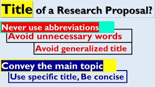 How to Select Title for a Research Proposal?