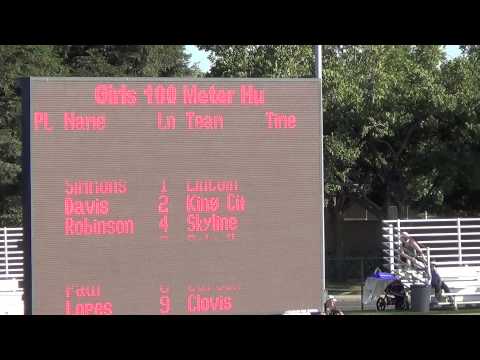 GIRLS 100M HURDLES PRELIMS HEAT 1 CALIFORNIA CIF STATE MEET