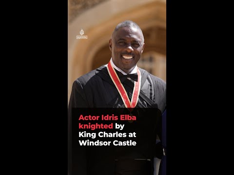 Actor Idris Elba knighted by King Charles at Windsor Castle | #ajshorts