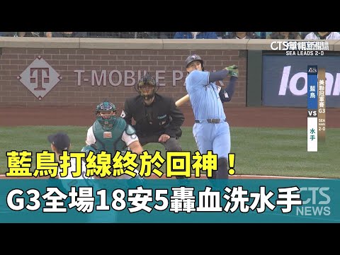 藍鳥打線終於回神！　G3全場18安5轟血洗水手