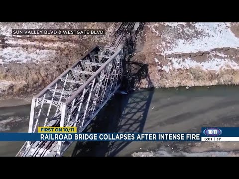 Railroad bridge collapses after fire -6 p.m.