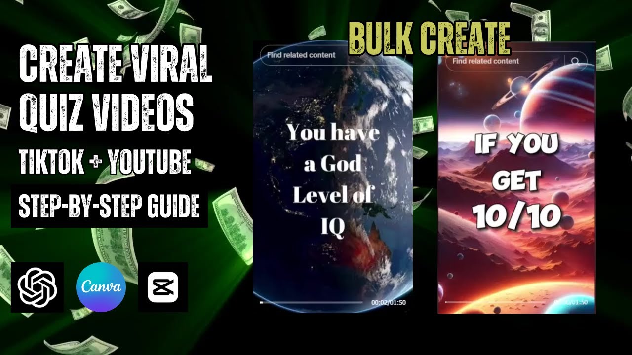 How to Bulk Create Viral Quiz Videos Using Canva and Chatgpt to Make Money on TikTok and Youtube, AI