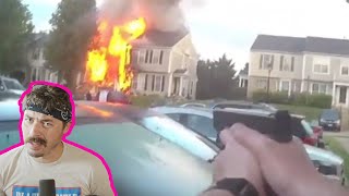 suspect BLOWS UP his own house before gunfight with 4 cops