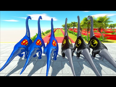 ALL NEW BATMAN vs SUPERMAN BRACHIOSAURUS BATTLE DEATH RUN - Animal Revolt Battle Simulator