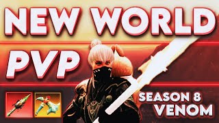 New World Aeternum Season 8+ - PVP💀 ULTRA LIGHT Assassin ~  Venom🩸 | Spear + Hatchet Build