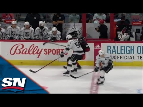 Martin Necas Shaken Up After Thundering Hit From Los Angeles Kings' Sean Durzi Away From Play