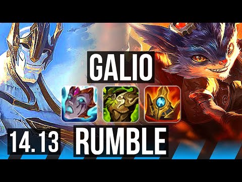 GALIO vs RUMBLE (MID) | 69% winrate, 40k DMG, Rank 13 Galio | NA Grandmaster | 14.13