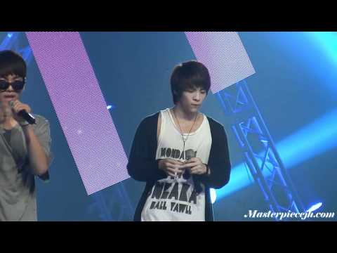 [fancam] 101008 SHINee jonghyun focus + onew voice crack @ MB hello rehersal