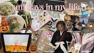 uni diaries 🕸️🎃| halloween party, pho, cosplay, rainy school days, studying & pizza movie nights