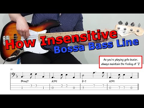 "How Insensitive"🎤 Bossa Bass Line 🎵 Bass Guitar Lesson 🎸