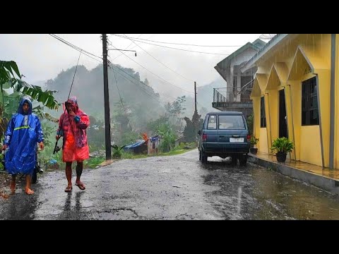 Super heavy rain in a mountain village | fell asleep instantly with the sound of heavy rain