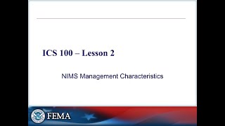 📘 ICS 100 - Lesson 2: NIMS Management Characteristics