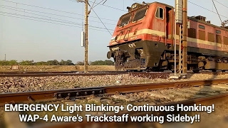 preview picture of video 'EMERGENCY Light Blinking+ Continuous Honking!! WAP-4 Aware's Trackstaff Working Sideby!!'