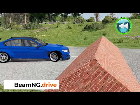 Reverse Cars vs Triangular Speed Bump Crashes#25_BeamNG.drive