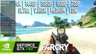 GT 730 GDDR5 | Far Cry 3 - 4K, 1440p, 1080p, 900p, 720p - Ultra, V.High, High, Medium, Low
