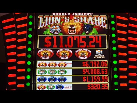 Live $9/Spin Double Jackpot Lion’s Share Slot Machine!