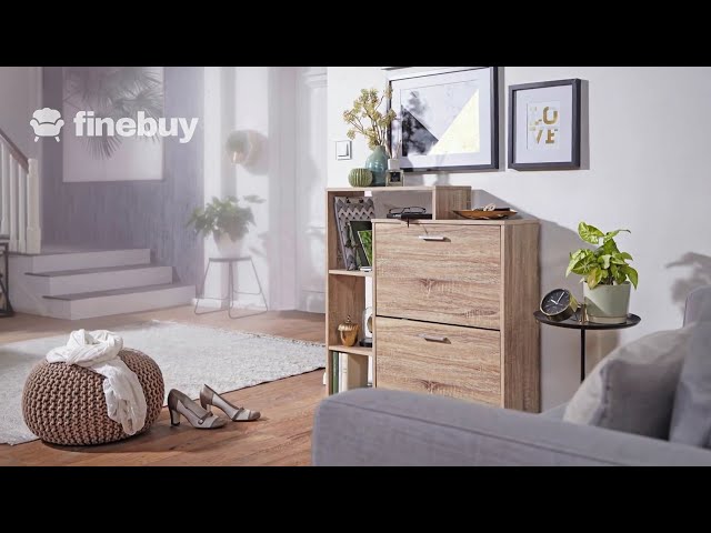 Video teaser per FineBuy Schuhkipper Holz 2 Fächer Sonoma 12 Paar Schuhe Schuhschrank Schuhkommode
