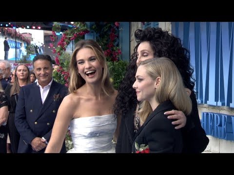 Cher Meryl Streep Christine Baranski Julie Walters Pierce Brosnan Colin Firth Stellan Skarsgård Andy Garcia Amanda Seyfried Dominic Cooper Lily James Jessica Keenan Wynn Alexa Davies Josh Dylan Jeremy Irvine Hugh Skinner Super Trouper