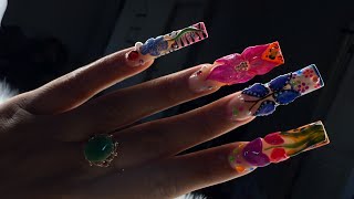 Maximalist nails🌸🌺🌼🦋🍄3DNAILS |polygel tutorial