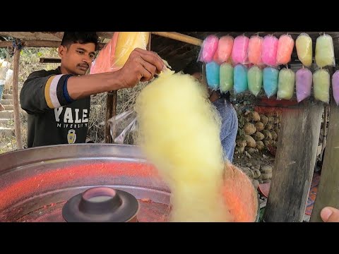 Delicious yellow cotton candy 🍬 | street food #viral #foodie