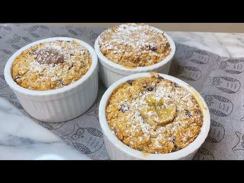 BAKED OATS TREND 3 WAYS | Banana Peanut Butter Nutella