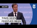 Rutte: ‘Maximaal zes mensen thuis op 1,5 meter afstand’