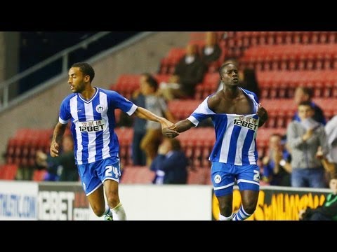 LEON BARNETT'S SHIRT RIP CELEBRATION - WIGAN ATHLETIC V DONCASTER ROVERS