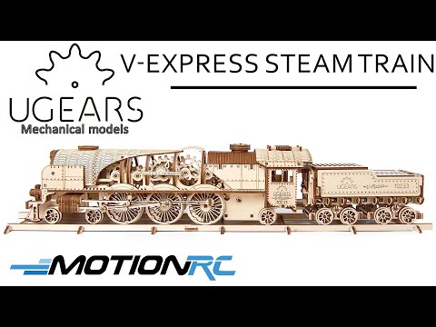UGears V-Express Steam Train with Tender Mechanical 3D Wooden Model Kit | Motion RC