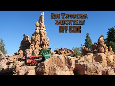 Off-ride footage of a Big Thunder Mountain Railroad train