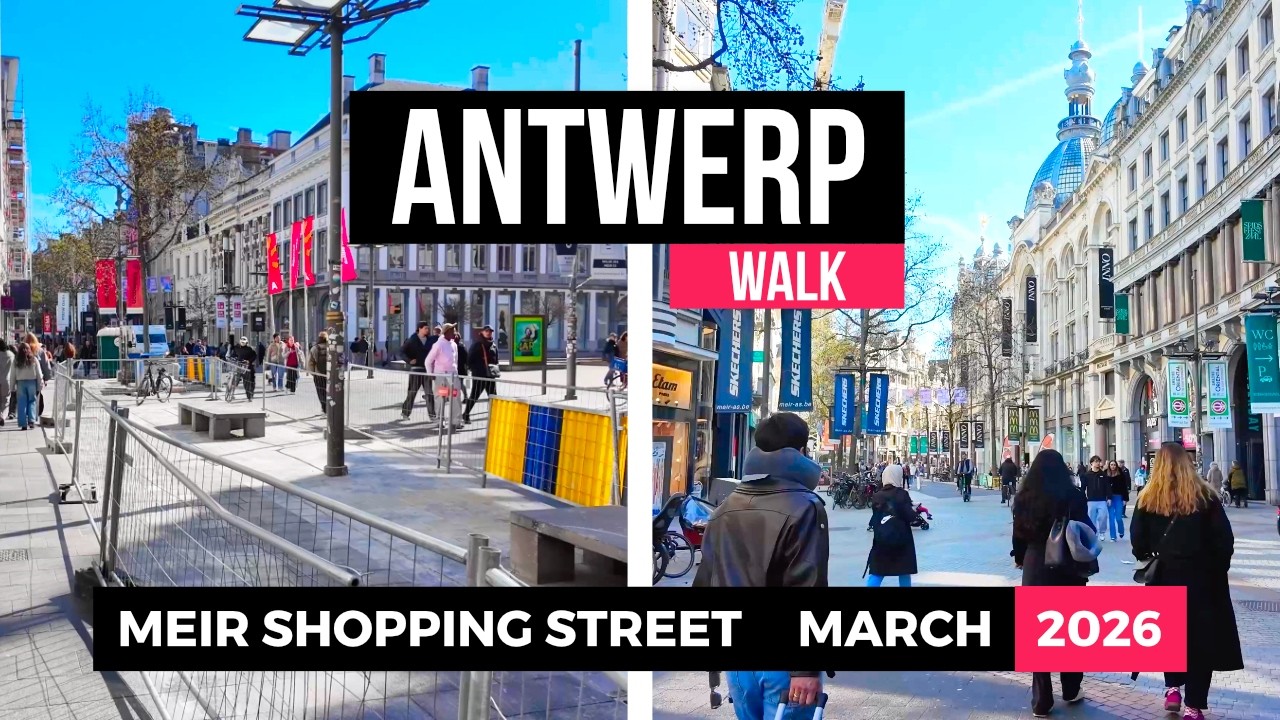 Immersive street-level walking tour through Antwerp Meir, Belgium, showcasing authentic urban landscapes, local architecture, and the vibrant atmosphere of the city's neighborhoods