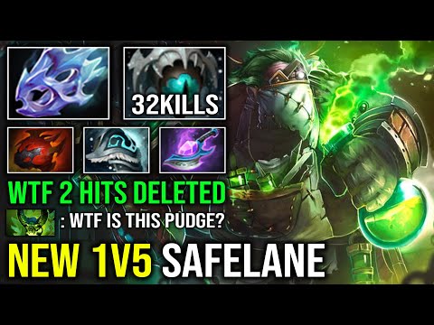 WTF 2 HITS DELETED Safelane Carry Max Attack Speed Pudge Right Click 7400 HP Raid Boss Dota 2