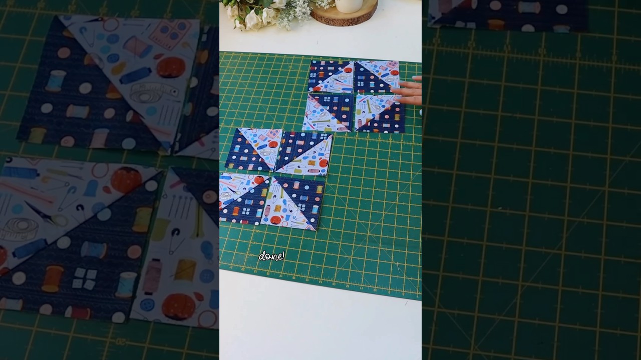 Sew half square triangles - 8 at a time 🪡 #quiltblock #quiltingtutorial