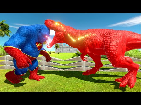 RED T-REX vs BLUE T-REX DEATH RUN - Animal Revolt Battle Simulator