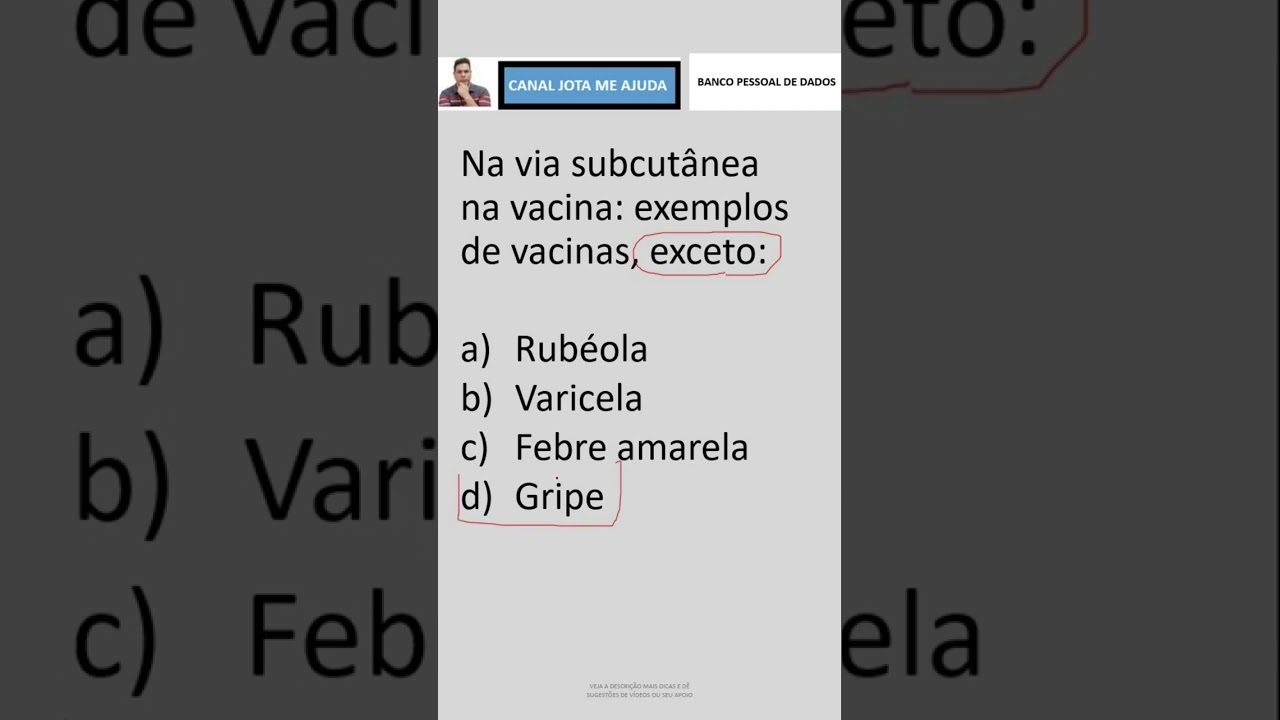 QUIZ  de Administração de Vacinas parte 2 [Vários vídeos no canal para Concurso]