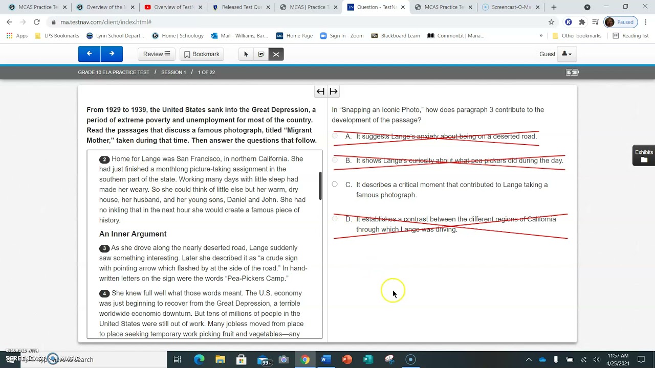 MCAS Practice Test Review ans. 1-3