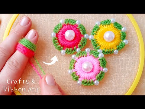 It's Amazing !! Super Easy Flower Craft Ideas with Wool - Hand Embroidery Beautiful Flower Design