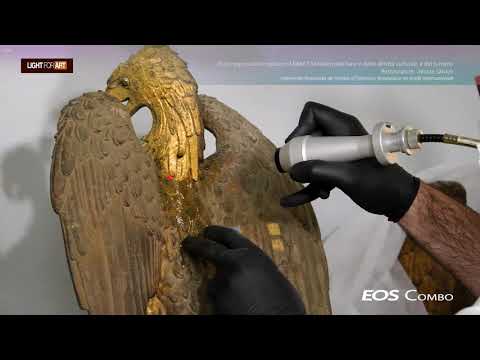 Pulitura di due aquile dorate con il nostro sistema laser Eos Combo