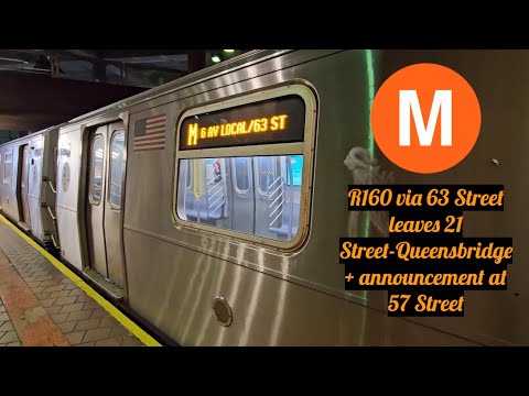 Forest Hills bound (M) train via 63 Street leaves 21 Street-Queensbridge + announcement at 57 Street