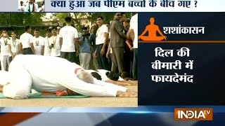 PM Modi performs Shashankasana at Rajpath on International Yoga Day
