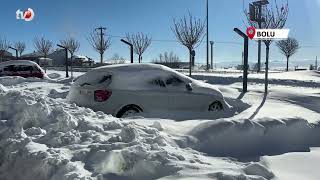 Bolu Eksi 16 Dereceyle Buz Kesti, Araçların Kapıları Dondu