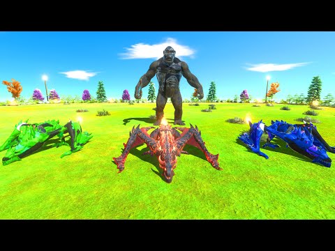 3X Fire lava Dragon VS King Kong - Animal Revolt Battle Simulator